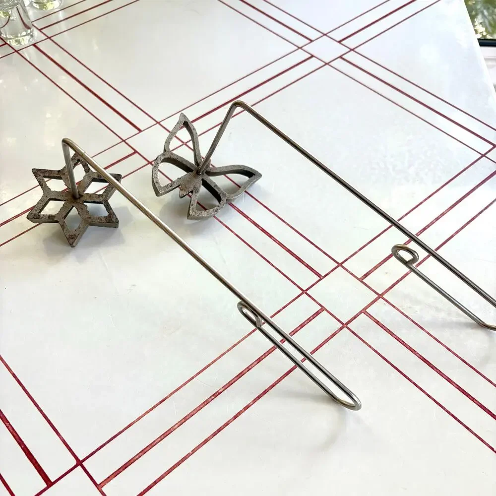Vintage Rosette Iron Set Star & Butterfly Swedish Cookie Waffle Mold